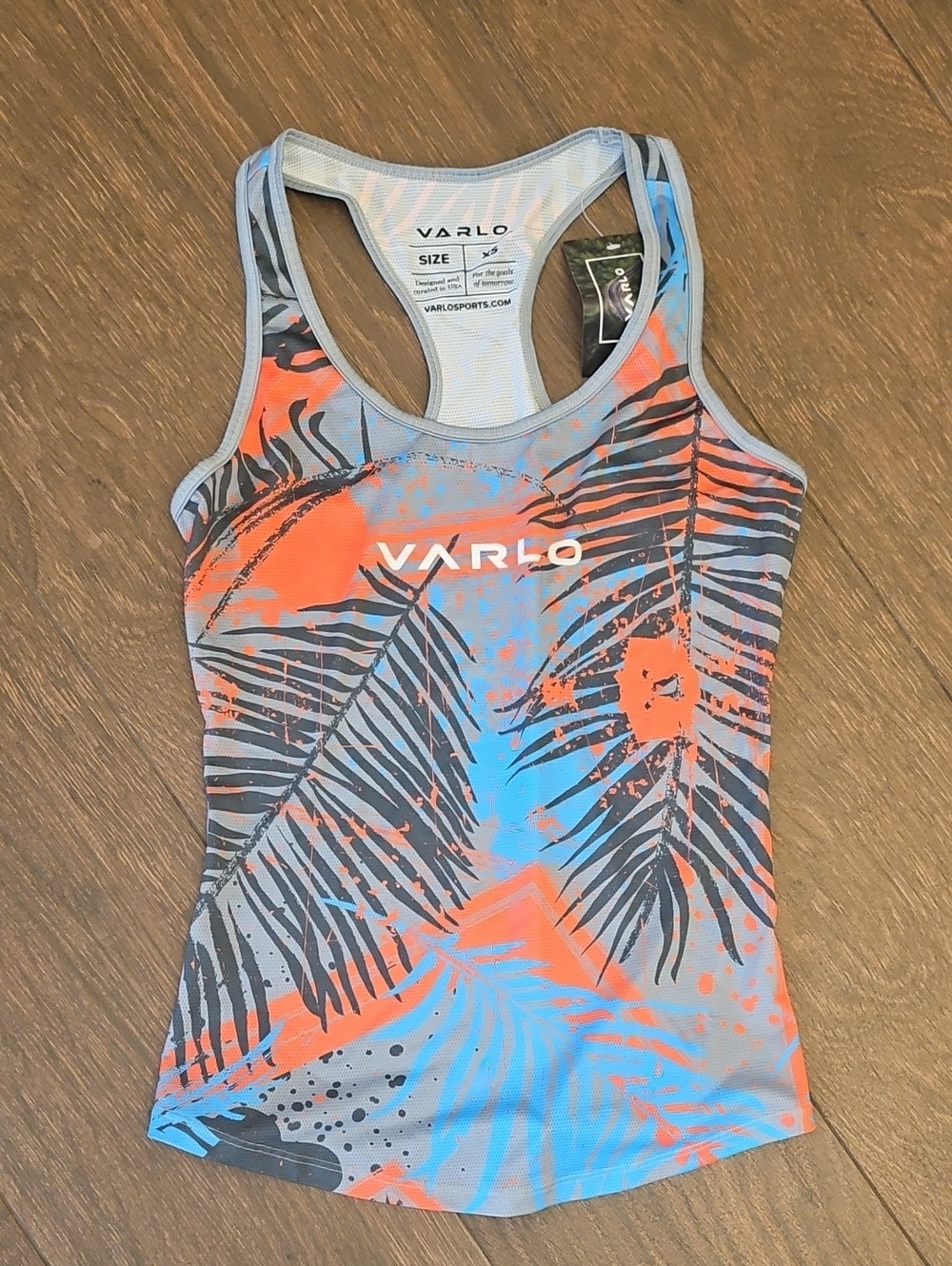 Women’s Palm-Print Racerback Tank - Orange & Blue